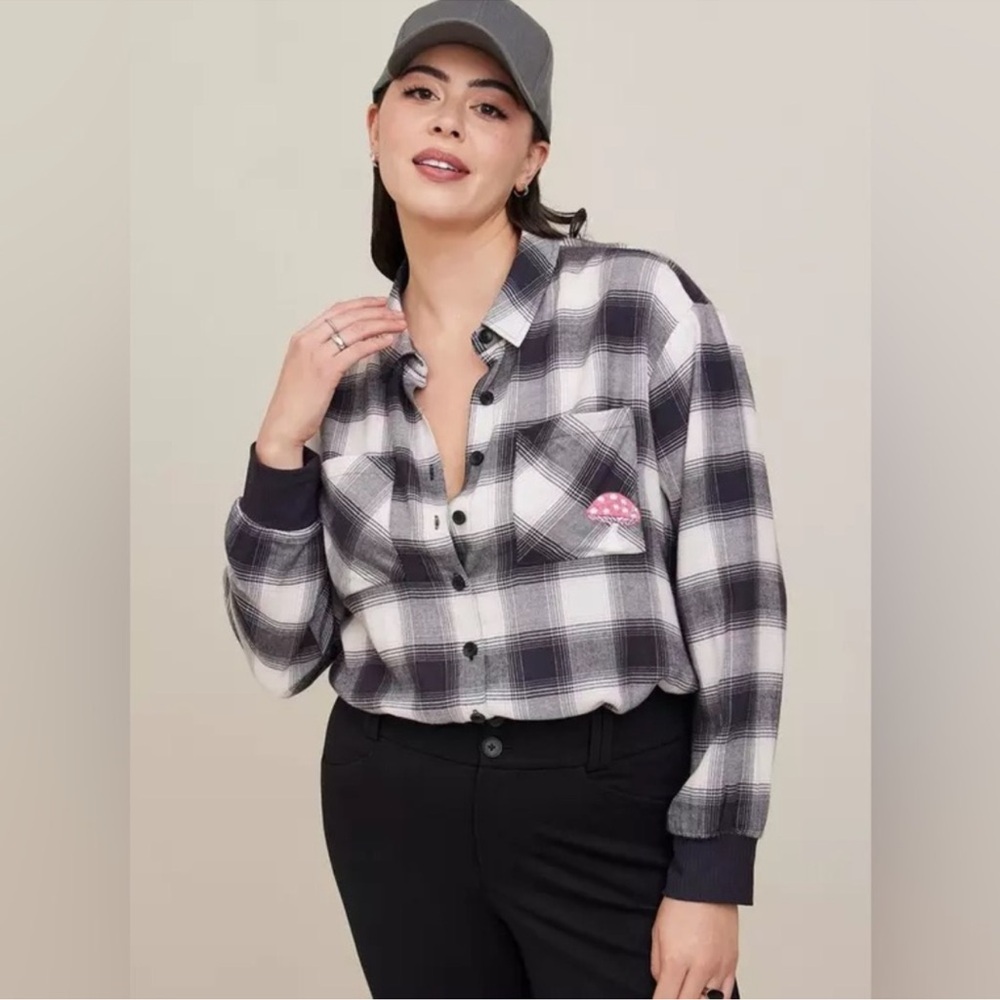 Torrid Flannel Drop Shoulder Button-Front Shirt size 2X NWT